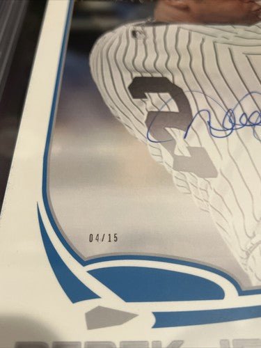 Derek Jeter 2018 Topps Turn 2 Foundation Oversized Signed On-Card Auto #4/15 PSA