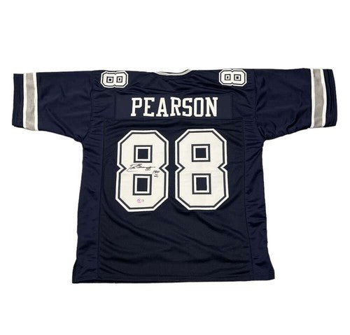 Drew Pearson Signed Cowboys Navy Custom Jersey w/ HOF 21 Beckett Wit BAS COA
