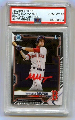 Marcelo Mayer 2021 Bowman Chrome Draft 1st Prospect Signed PSA 10 Auto Red Sox