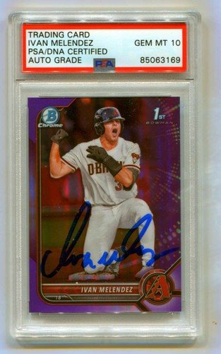 Ivan Melendez 2022 Bowman Chrome Draft Purple Refractor /250 Signed PSA 10 Auto