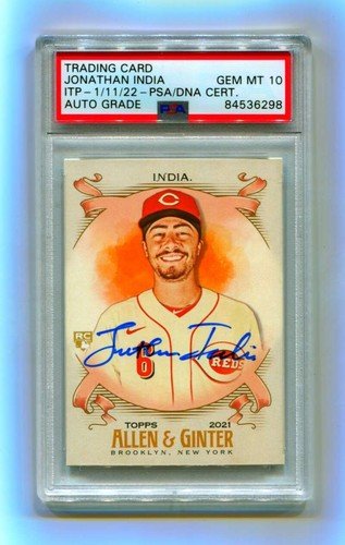 Jonathan India 2021 Allen & Ginter #210 Signed Base Rookie RC PSA 10 Auto ITP
