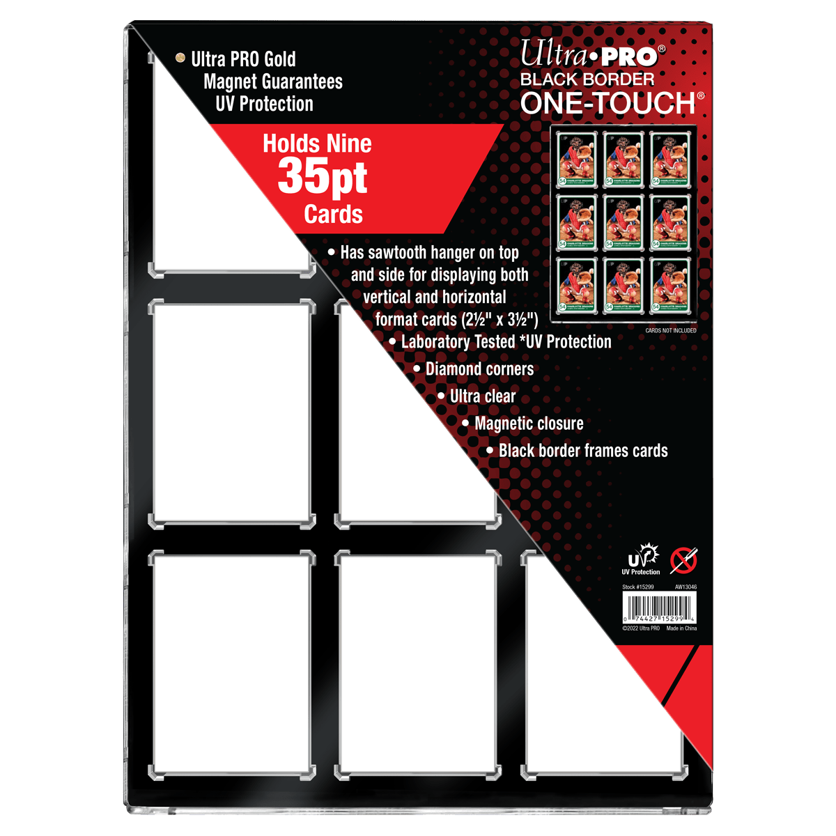 35PT 9-Card Black Border UV ONE-TOUCH® Magnetic Holder