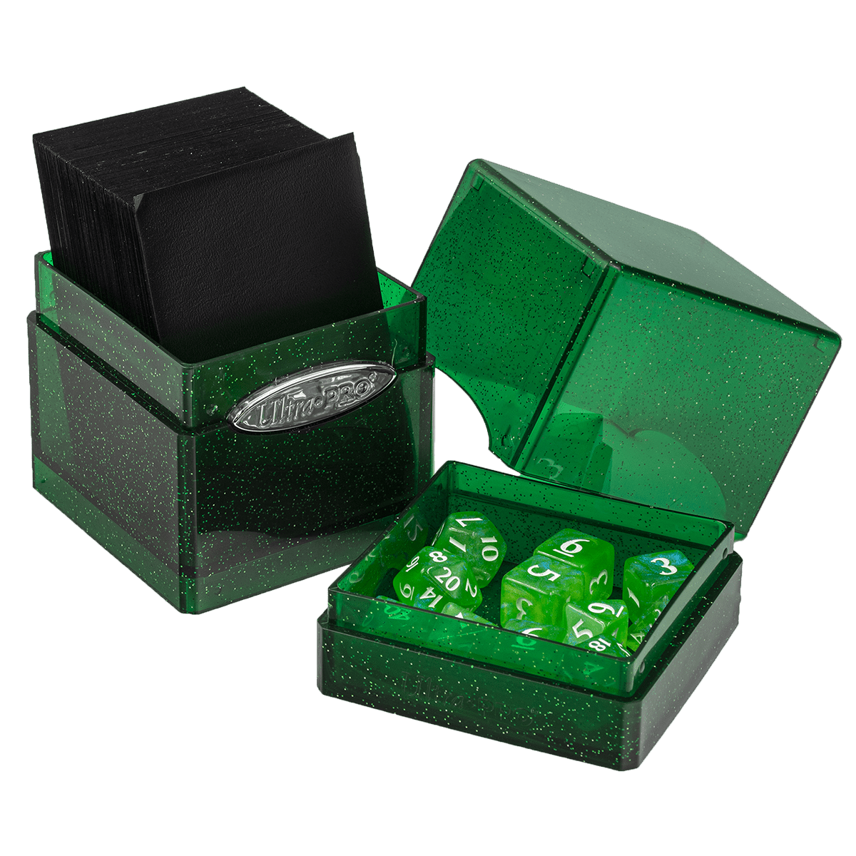 Glitter Satin Tower Deck Box - Green
