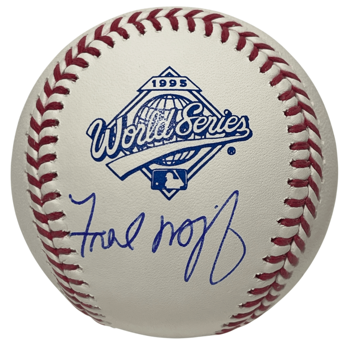 Fred McGriff Signed 1995 World Series WS Logo Baseball Beckett Witness BAS COA