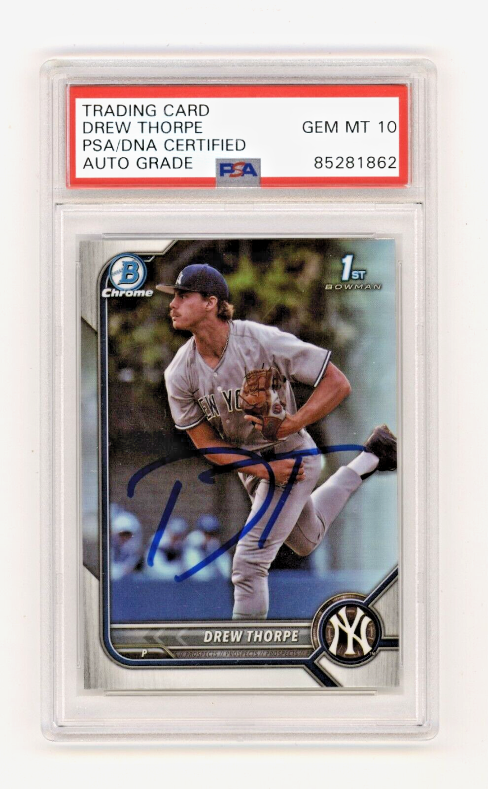 Drew Thorpe 2022 Bowman Chrome Draft Refractor 1st Rookie RC Signed PSA 10 Auto