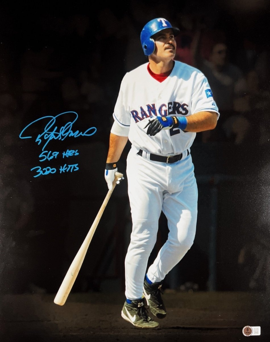 Rafael Palmeiro Signed Auto 16x20 Photo HR + Hits Insc. Beckett Witness BAS COA