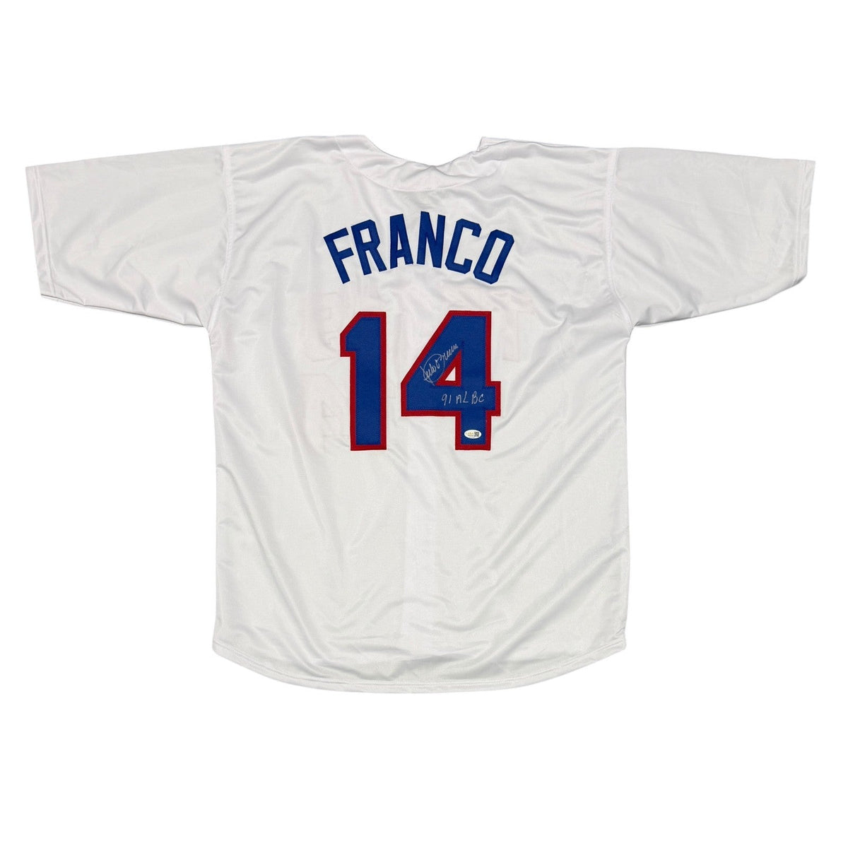 Juilo Franco Signed Texas Rangers Custom Jersey w/ 91 AL BC JSA Witness COA