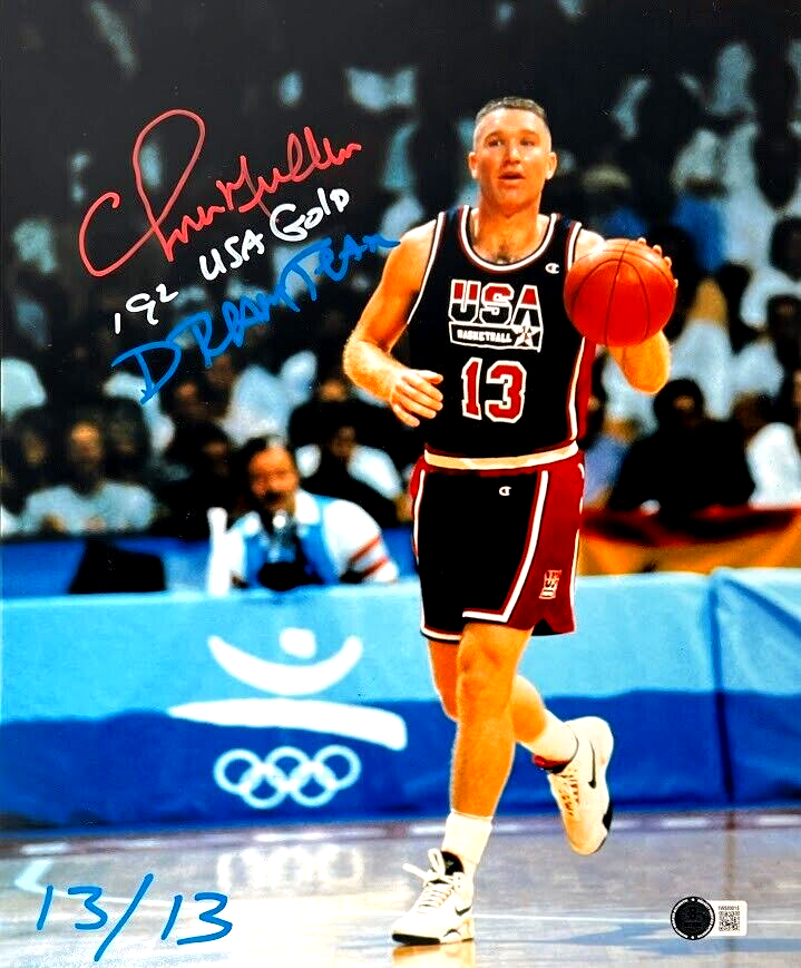Chris Mullin Signed USA Dream Team 11x14 Photo w 2 Insc LE #/13 BAS COA RWB