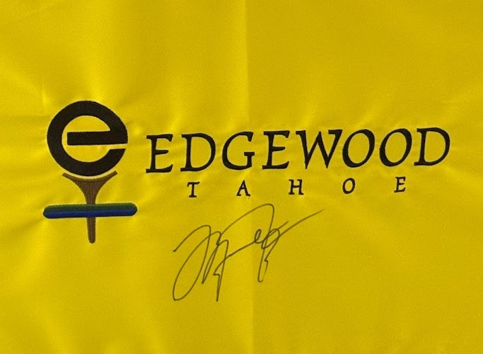 Michael Jordan Signed &amp; Custom Framed Edgewood Tahoe Golf Pin Flag PSA LOA