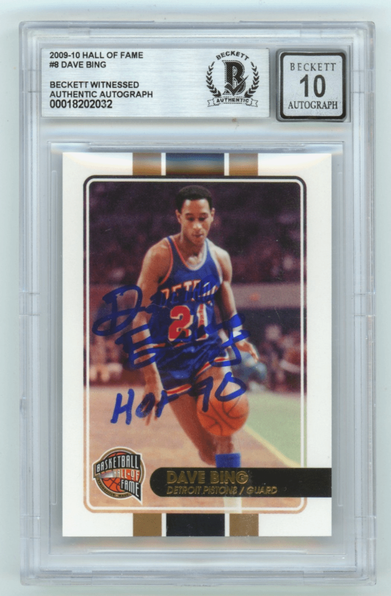 Dave Bing 2009-10 Panini Hall of Fame #8 Signed w/ HOF 90 Insc #/599 BGS 10 Auto