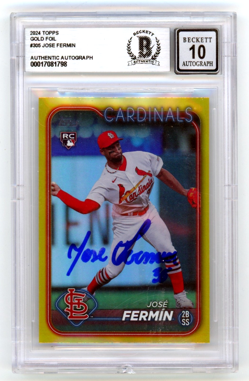 Jose Fermin 2024 Topps Series 1 #305 Gold Foil Signed RC Beckett BGS 10 Auto