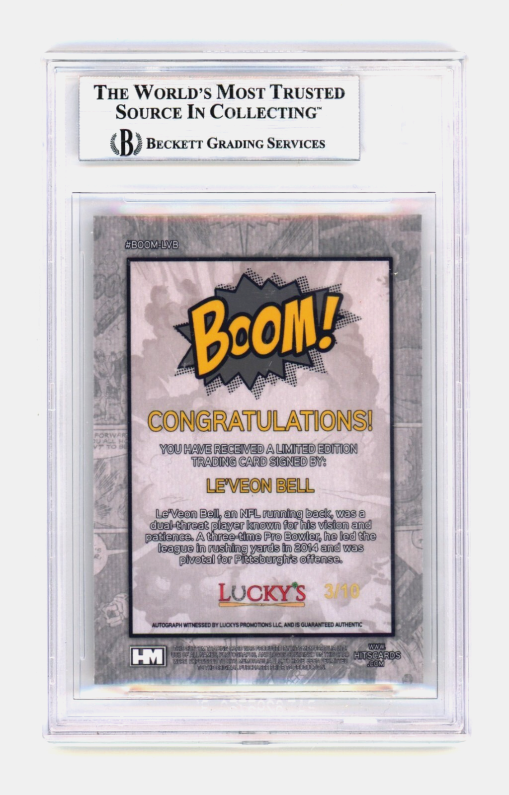 Le'Veon Bell 2024 Hits Memorabilia BOOM Gold /10 Signed BGS BAS Auto Pittsburgh