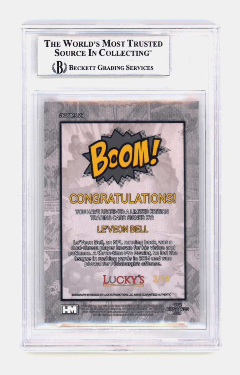 Le'Veon Bell 2024 Hits Memorabilia BOOM Gold /10 Signed BGS BAS Auto Pittsburgh