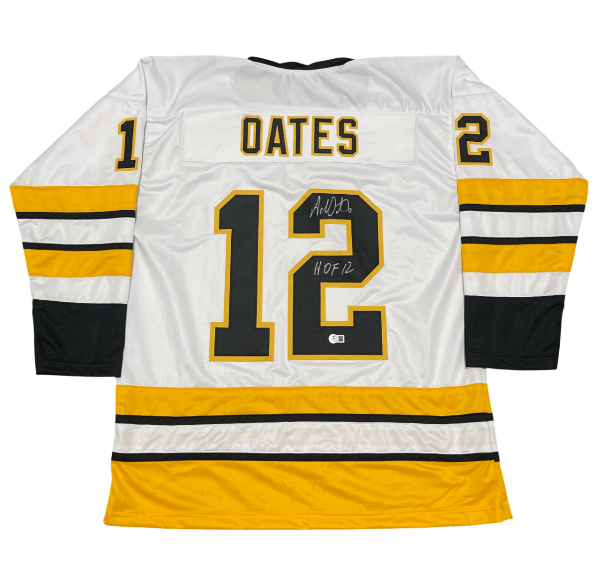 Adam Oates Signed Bruins Custom Jersey w/ HOF 12 Beckett Witness BAS COA