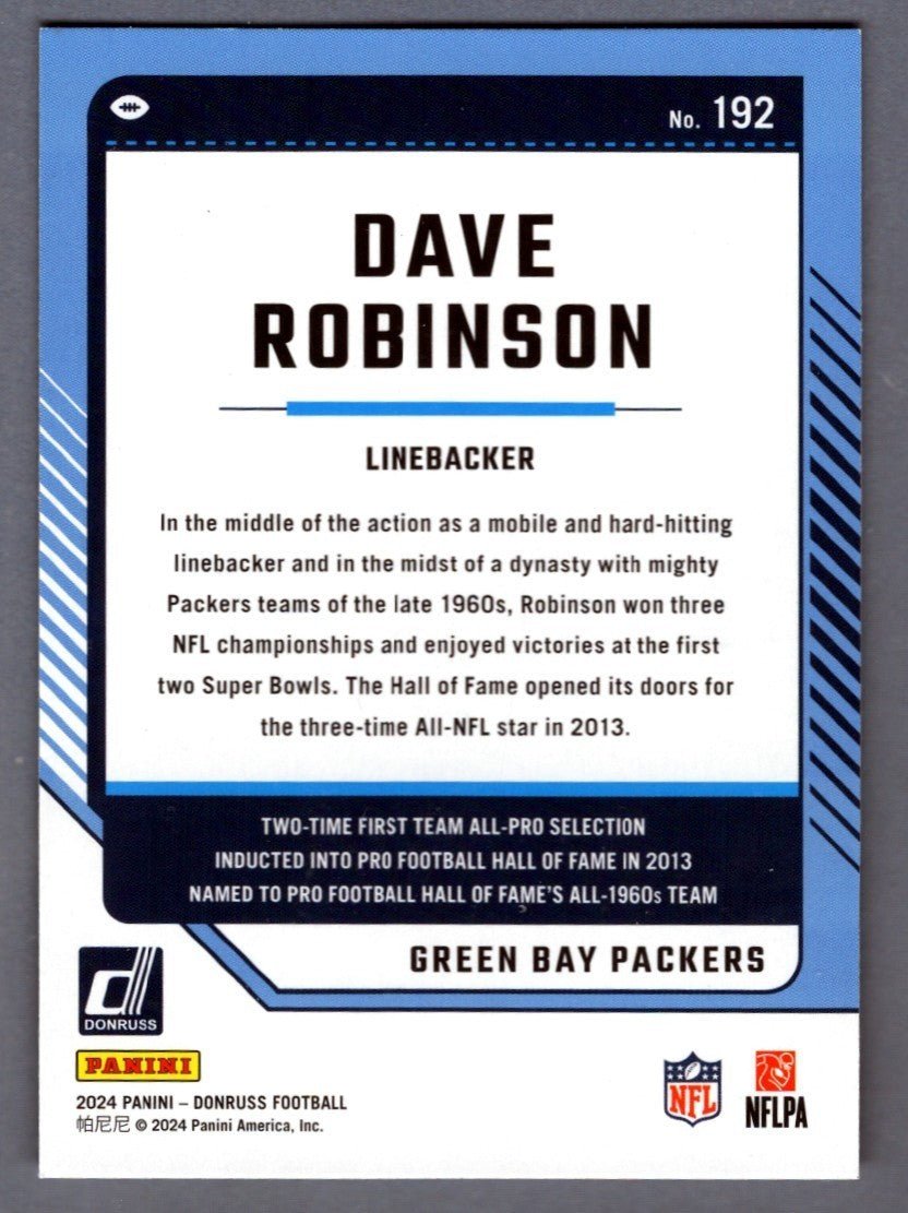 Dave Robinson Signed 2024 Donruss #192 LSCM COA Green Bay Packers