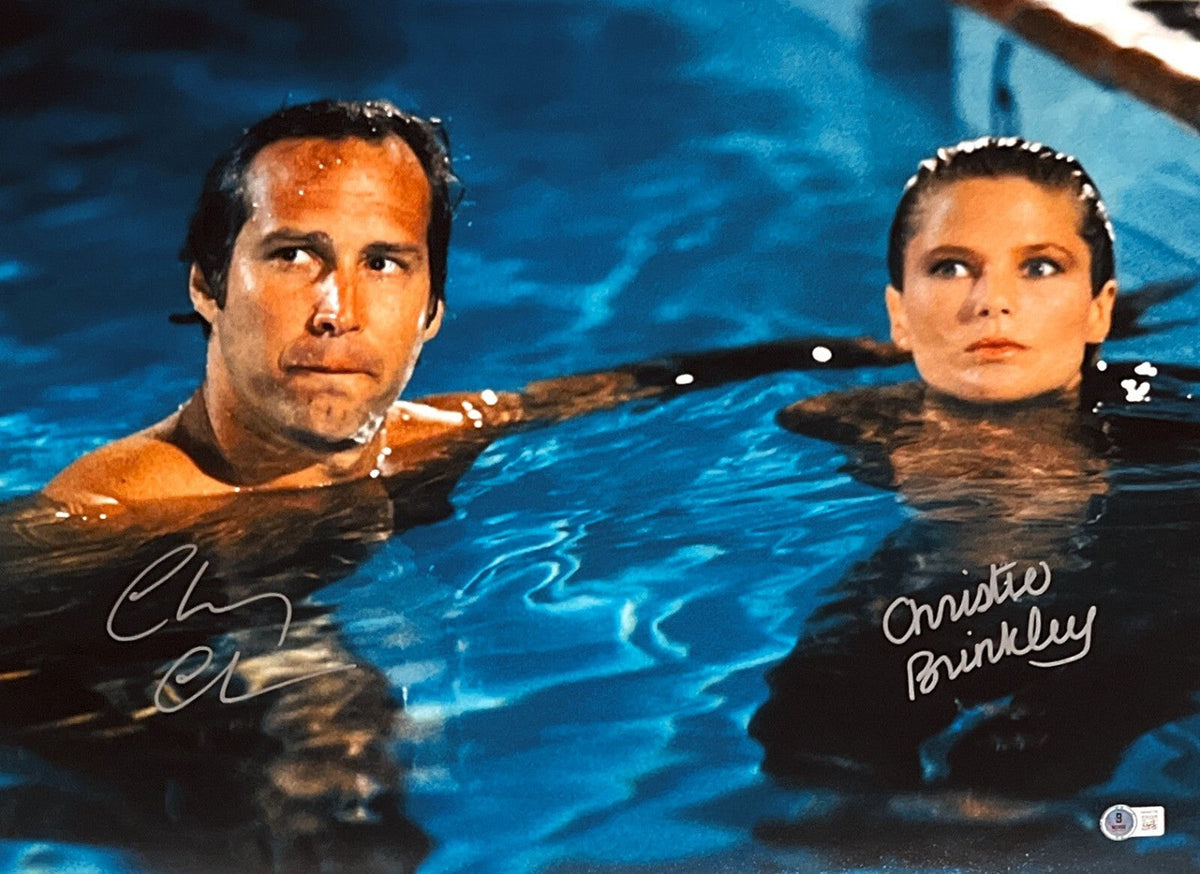 Chevy Chase &amp; Christie Brinkley Signed 16x20 Photo Vacation Beckett Wit BAS COA