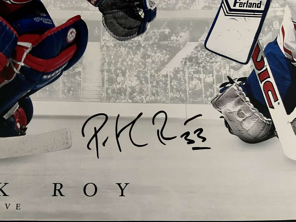 Patrick Roy Signed Auto 36x15 Photo "Triple Save" 5/100 Upper Deck UDA COA