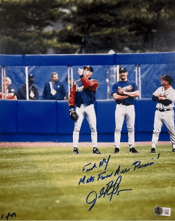 John Rocker Signed 11x14 Photo w/ F**k NY Mets Fans LE #/49 Beckett Wit BAS COA