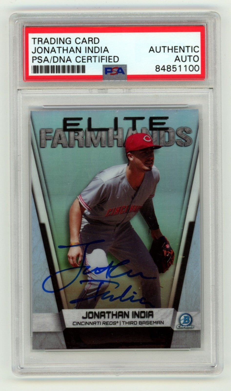 Jonathan India 2019 Bowman Chrome Elite Farmhands EF-JI Ref Signed PSA Auto