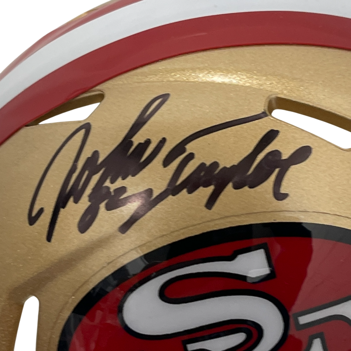 John Taylor Signed San Francisco 49ers TB Mini Helmet Beckett Witness BAS COA