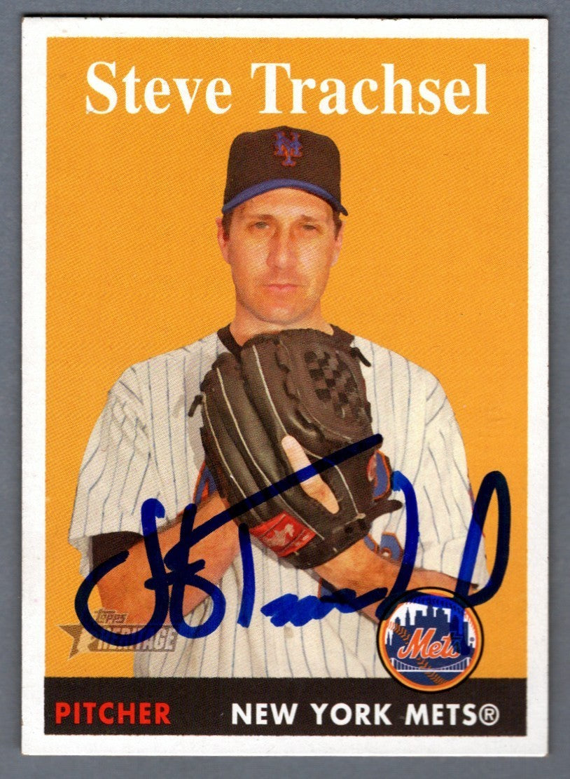 Steve Trachsel Signed 2007 Topps Heritage #331 LSCM COA New York Mets