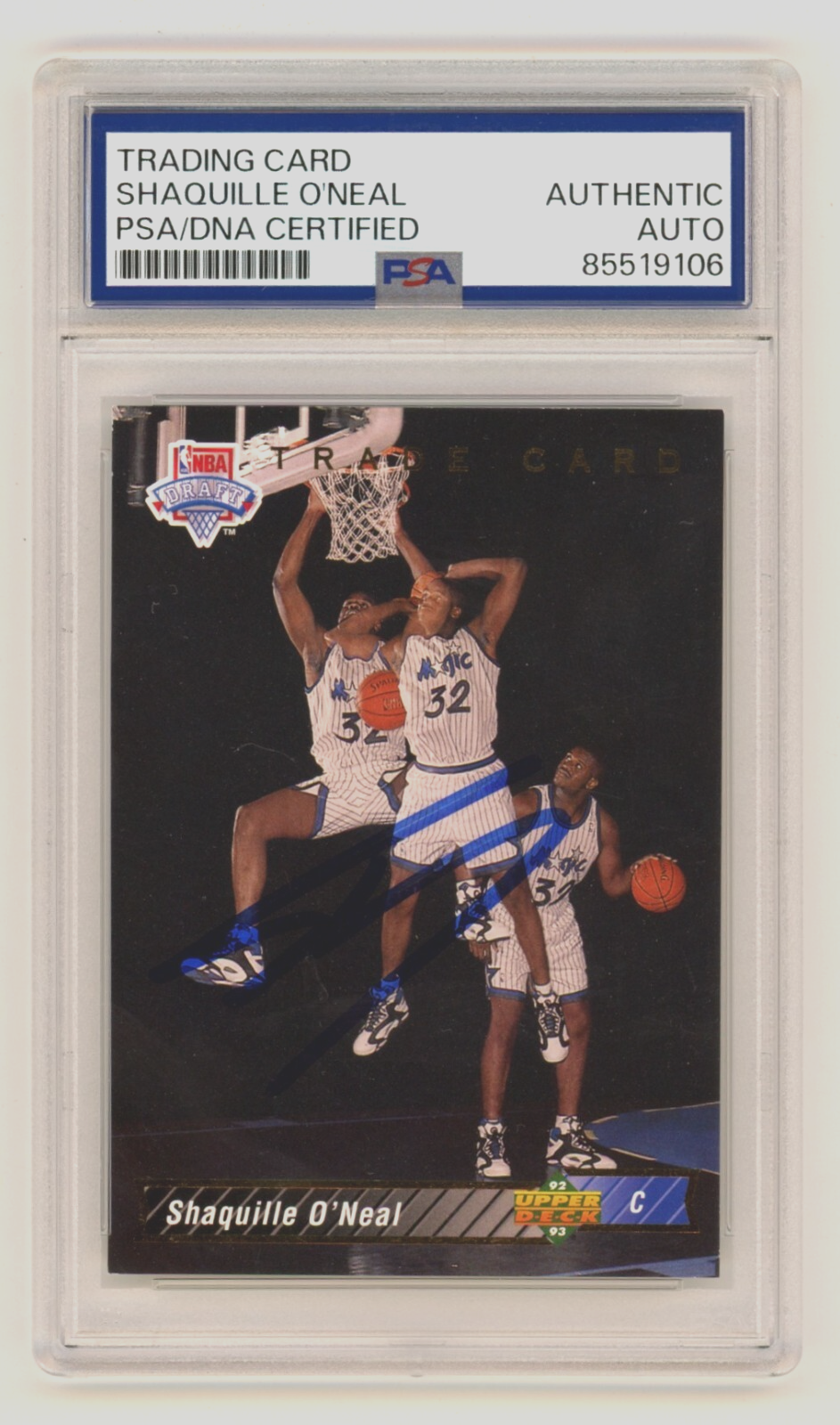 Shaquille O'Neal 1992-93 UD NBA Draft 1B Rookie RC Signed PSA Auth Auto BAS Shaq