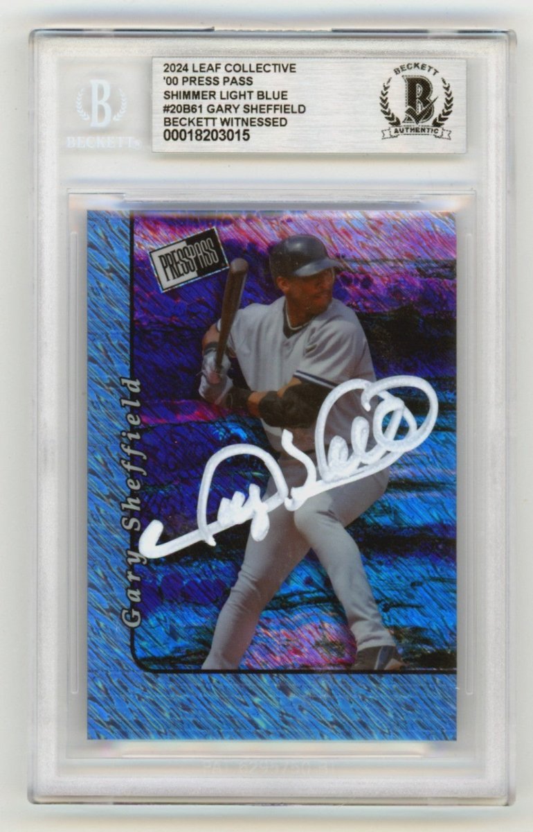 Gary Sheffield 2024 Leaf Press Pass Shimmer Light Blue Signed #1/1 BGS BAS Auto