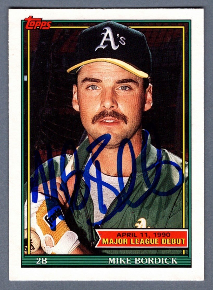 Mike Bordick Signed Autographed 1990 Topps #19 Debut Rookie RC LSCM COA