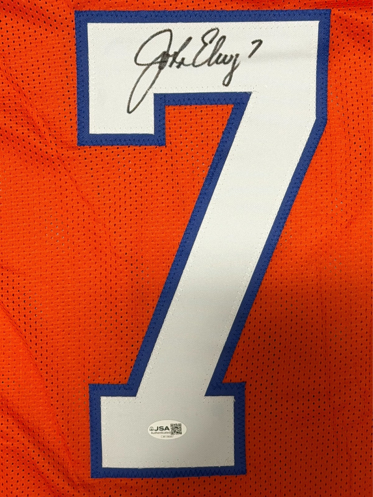 John Elway Signed Autographed Denver Broncos Custom Orange Jersey JSA COA