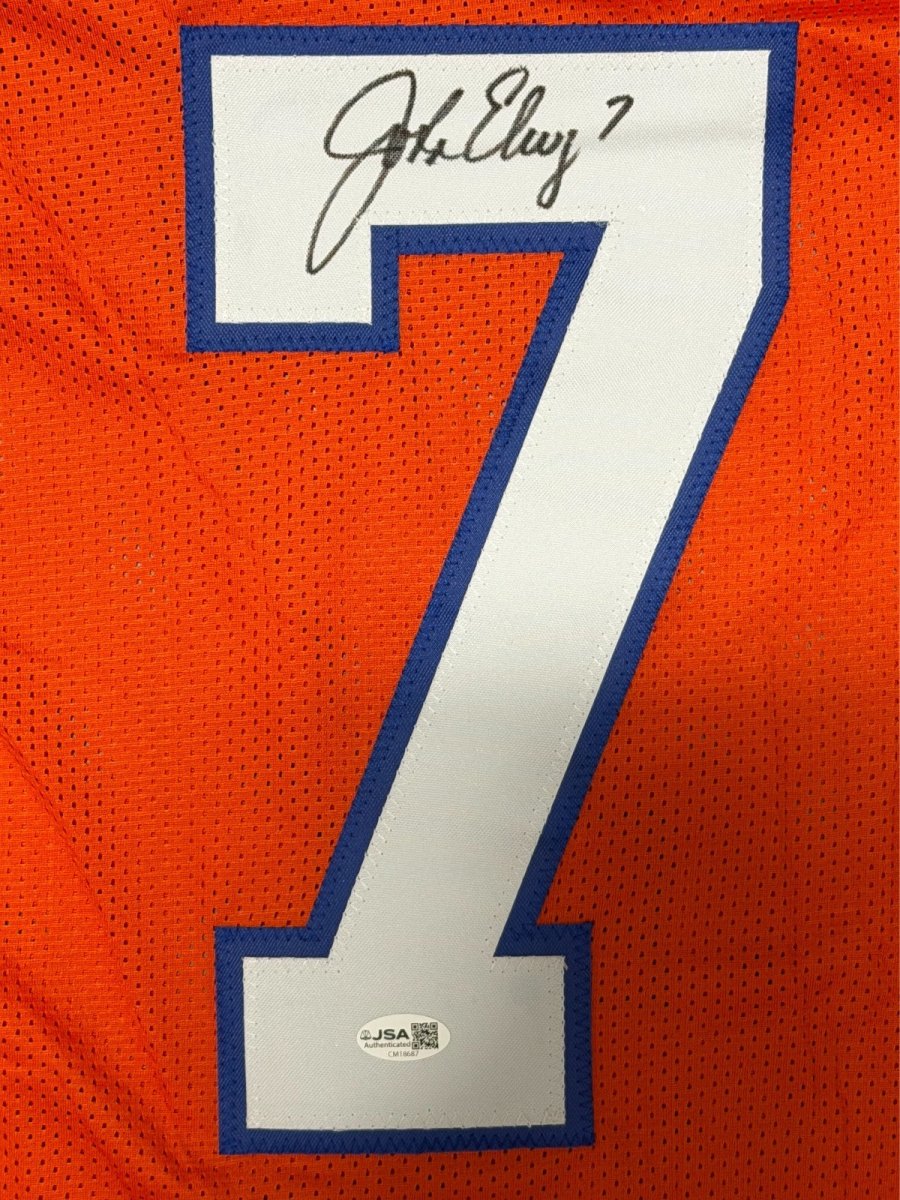 John Elway Signed Autographed Denver Broncos Custom Orange Jersey JSA COA
