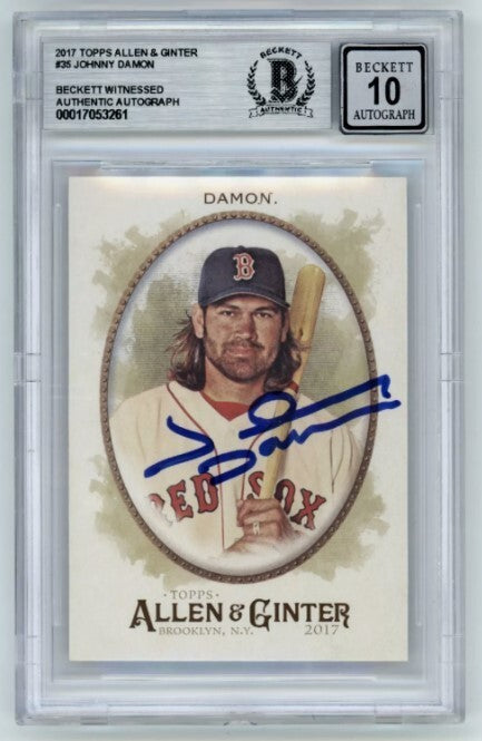 Johnny Damon 2017 Allen &amp; Ginter #35 Signed Beckett BAS BGS 10 Auto Red Sox