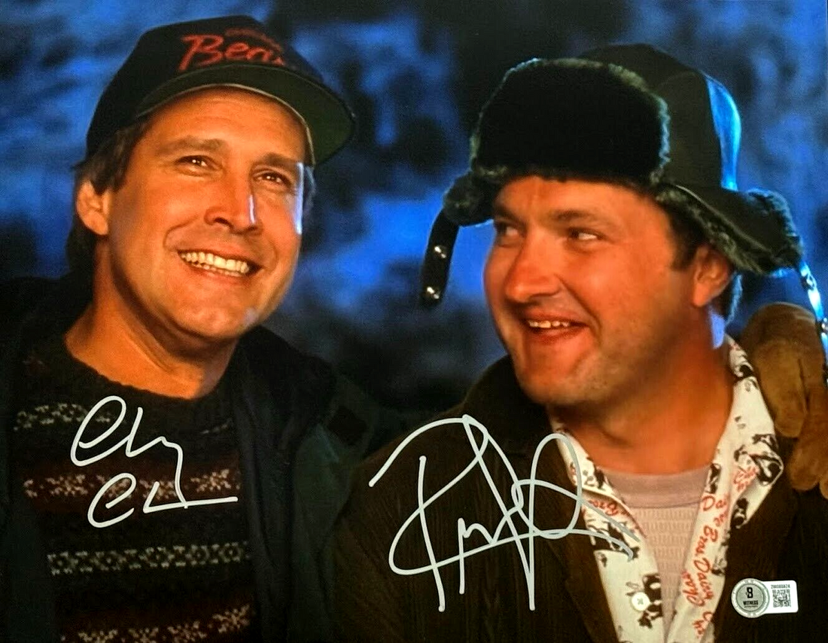 Chevy Chase &amp; Randy Quaid Dual Signed 11x14 Photo Vacation Beckett Wit BAS COA