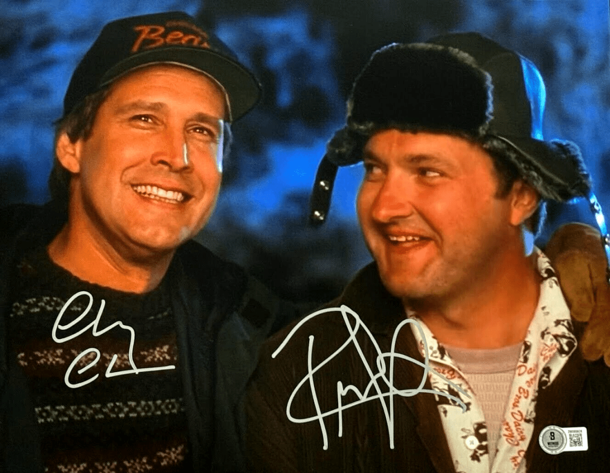 Chevy Chase & Randy Quaid Dual Signed 11x14 Photo Vacation Beckett Wit BAS COA