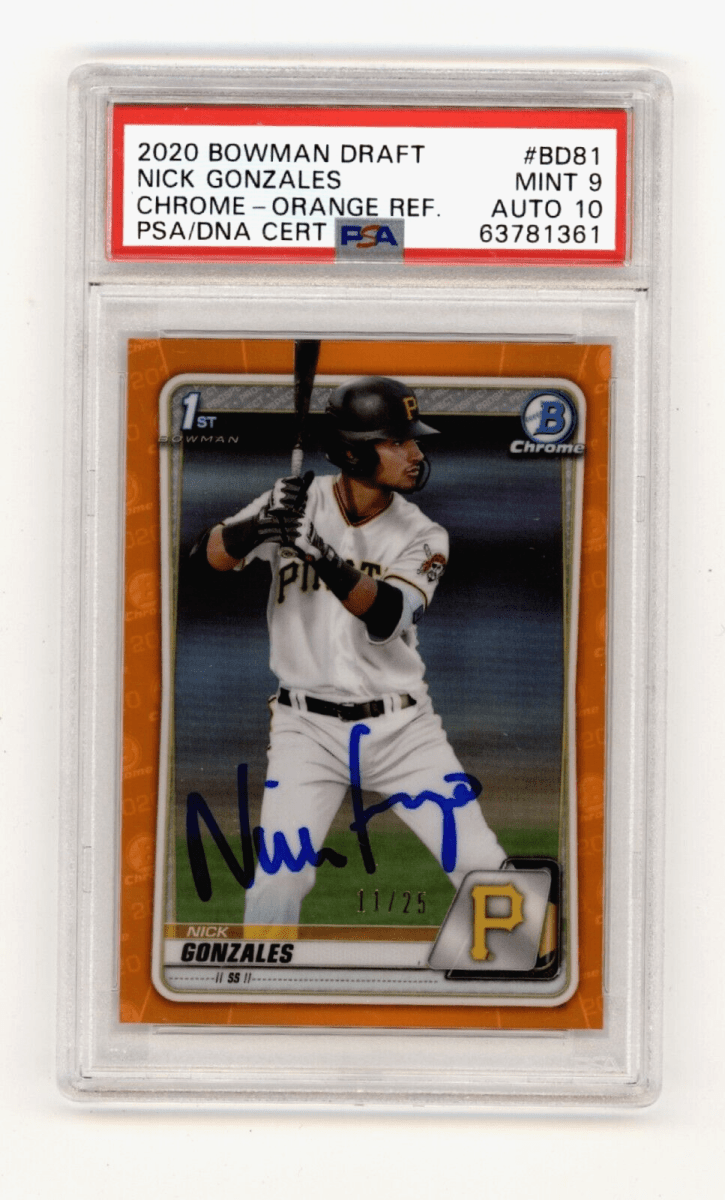 Nick Gonzales 2020 Bowman Chrome Draft Orange #/25 RC Signed PSA 9 10 Auto