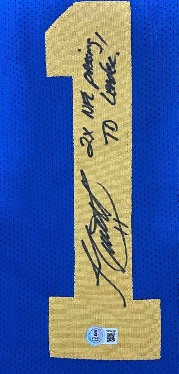 Jim Everett Signed Rams Custom Jersey 2x NFL Passing TD Leader Beckett W BAS COA