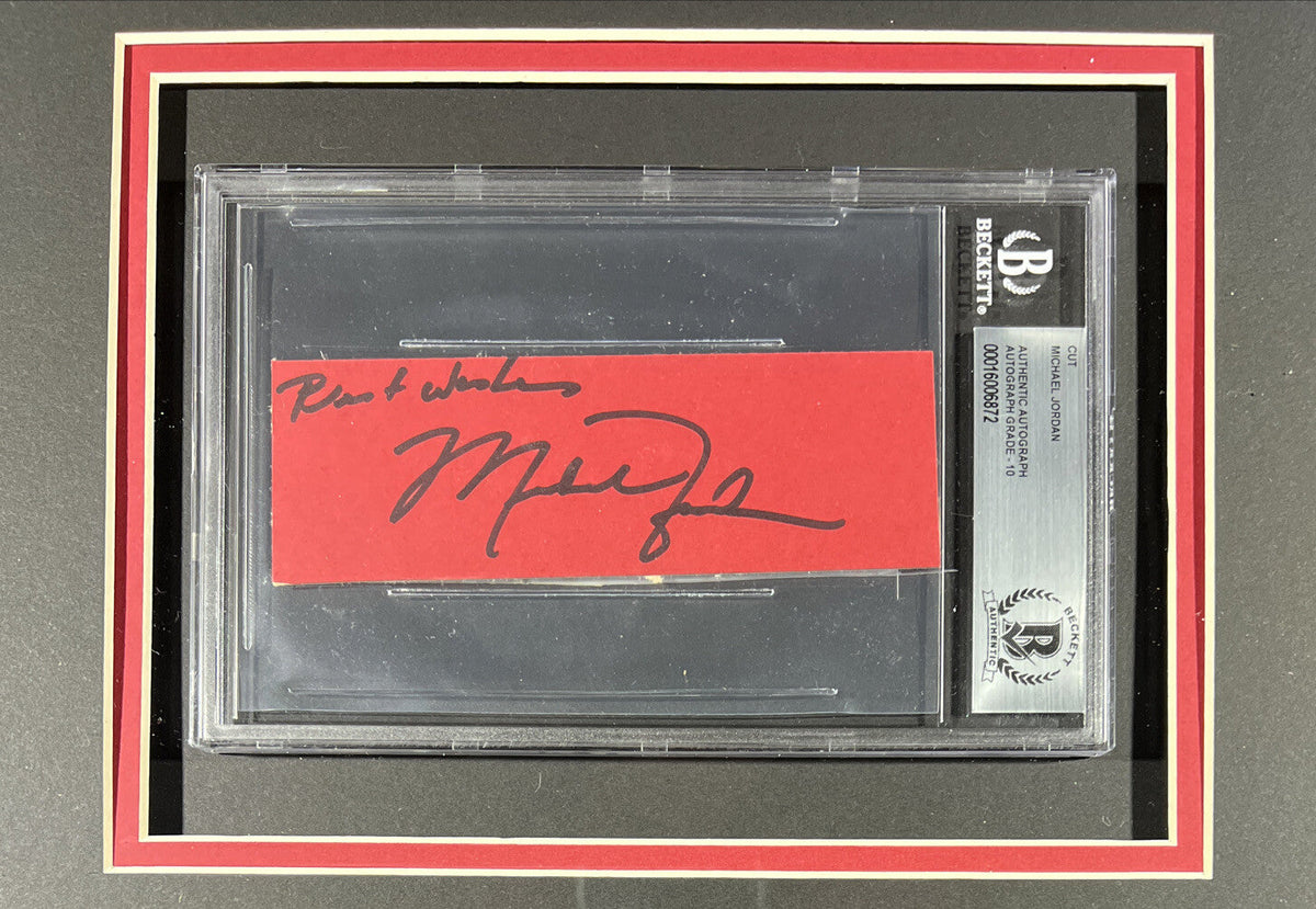 Michael Jordan Signed Inscribed Cut Rookie Sig Beckett BSA 10 Auto Framed Photo