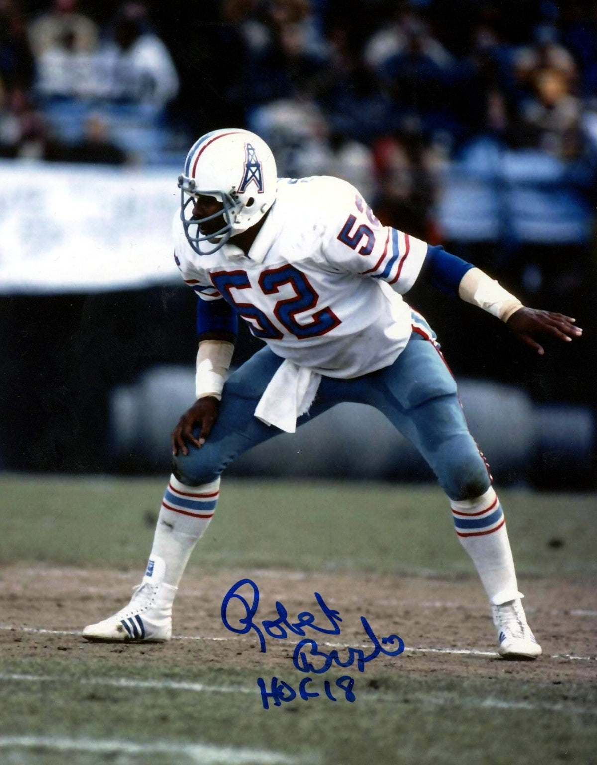 Robert Brazile Signed Houston Oilers 8x10 Photo w/ HOF 18 LSCM COA #2