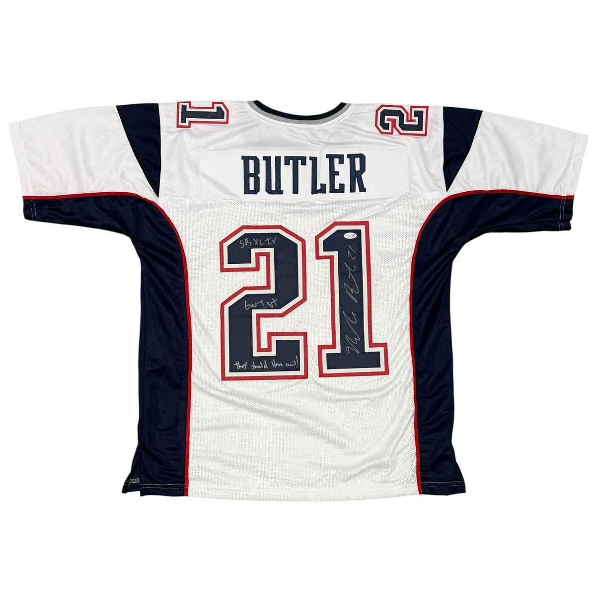 Malcolm Butler Signed New England Patriots Custom Jersey w/ RARE Inscs JSA W COA
