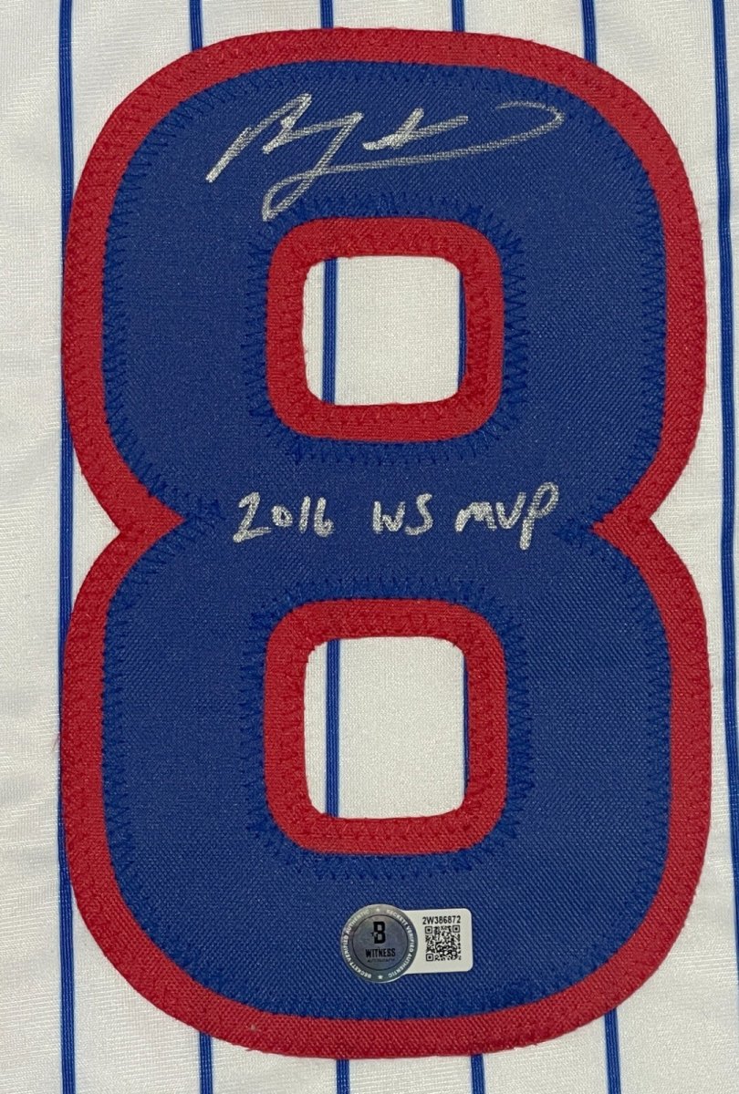 Ben Zobrist Signed Chicago Cubs Custom Jersey w/ 2016 WS MVP Beckett Wit BAS COA