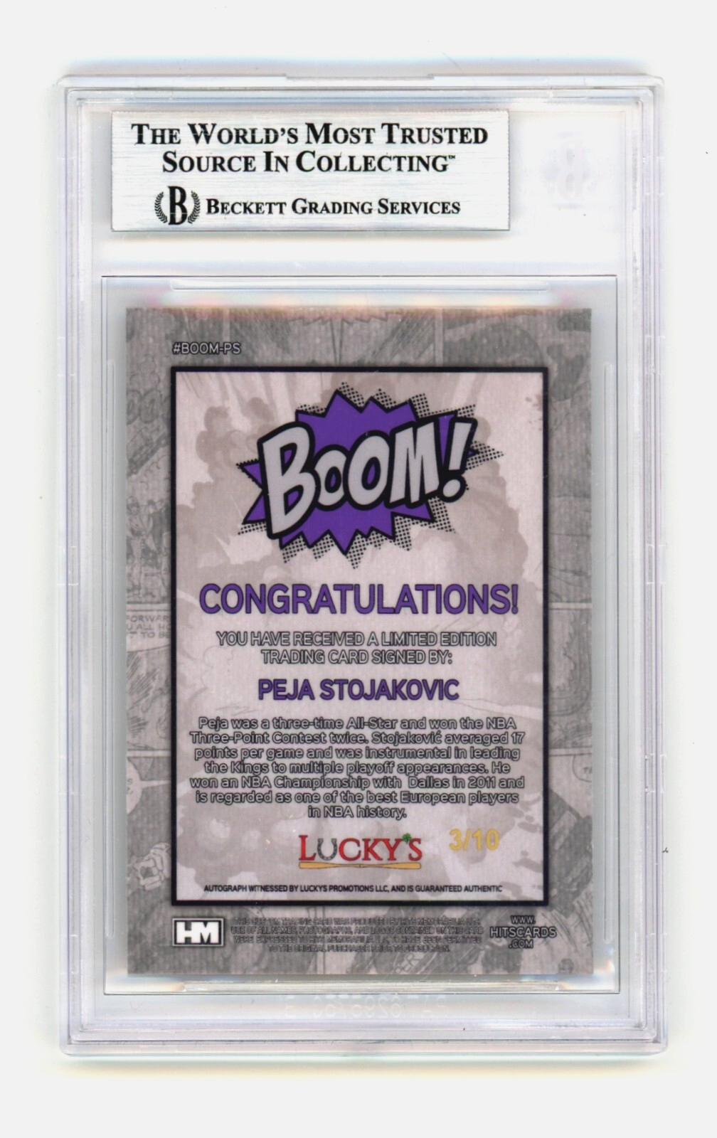 Peja Stojakovic 2024 Hits Memorabilia BOOM Gold /10 Signed BGS BAS Auto Kings