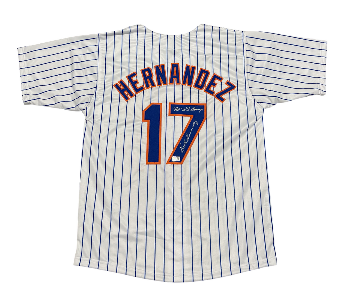 Keith Hernandez Signed Auto Mets Custom Jersey w/ 86 WS Champs Beckett BAS COA