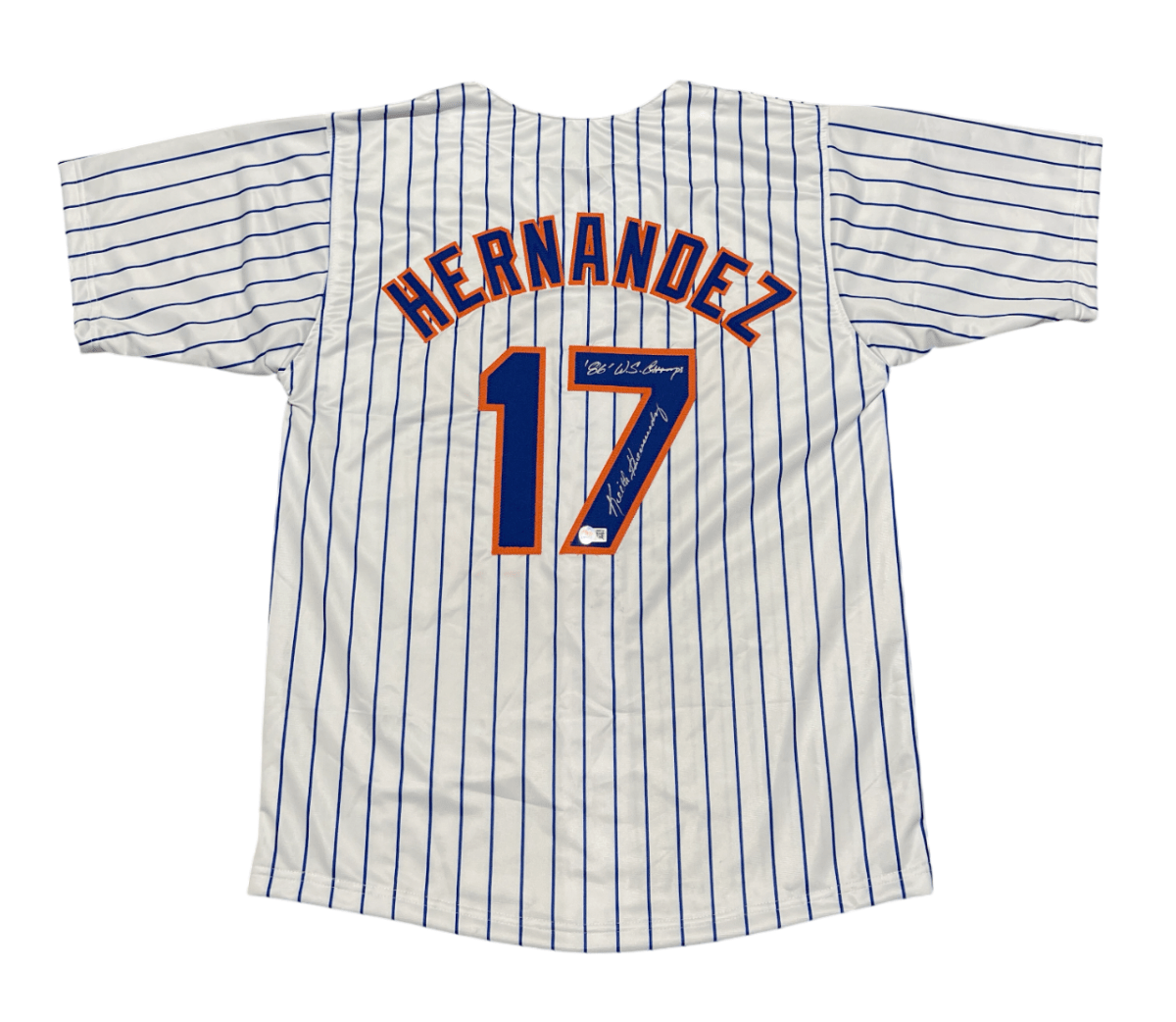 Keith Hernandez Signed Auto Mets Custom Jersey w/ 86 WS Champs Beckett BAS COA
