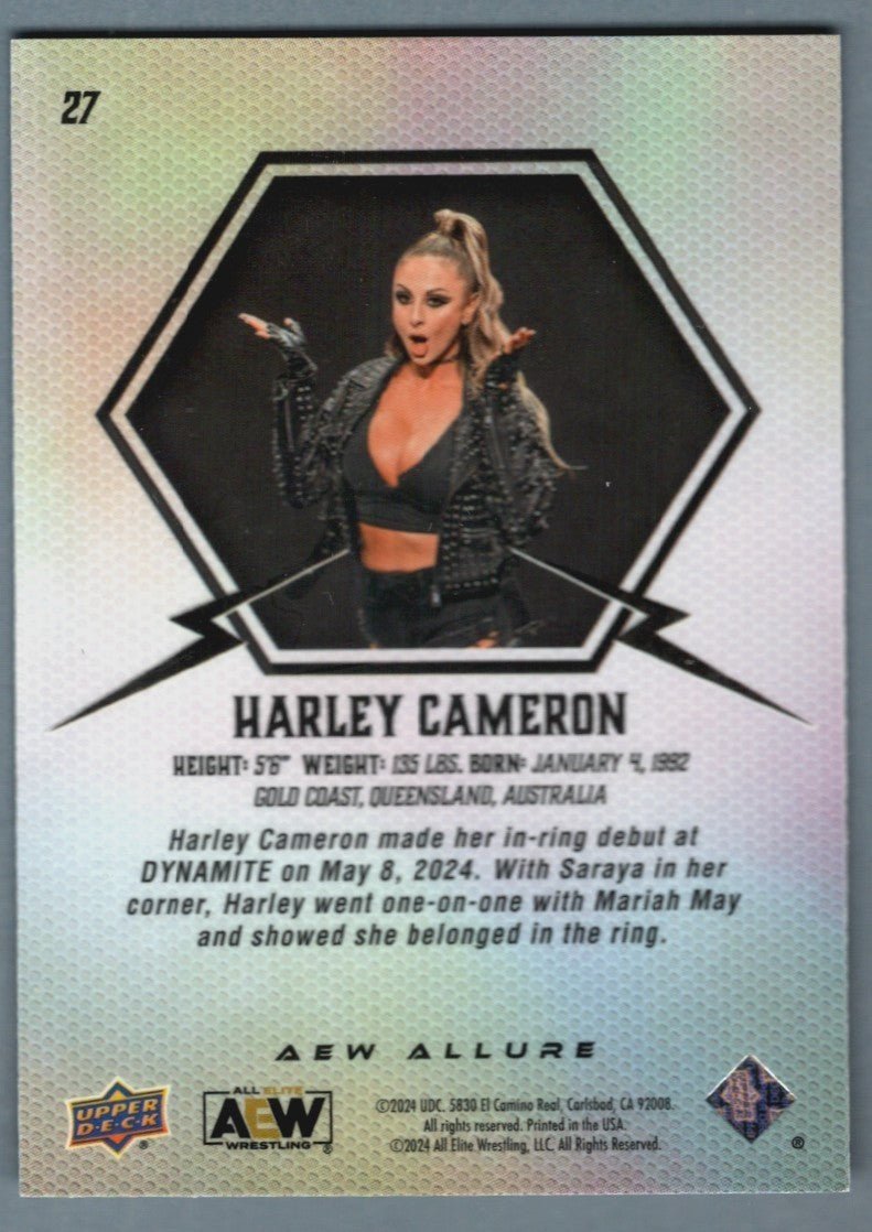 Harley Cameron Signed 2024 Upper Deck AEW Allure Auto #27 LSCM COA