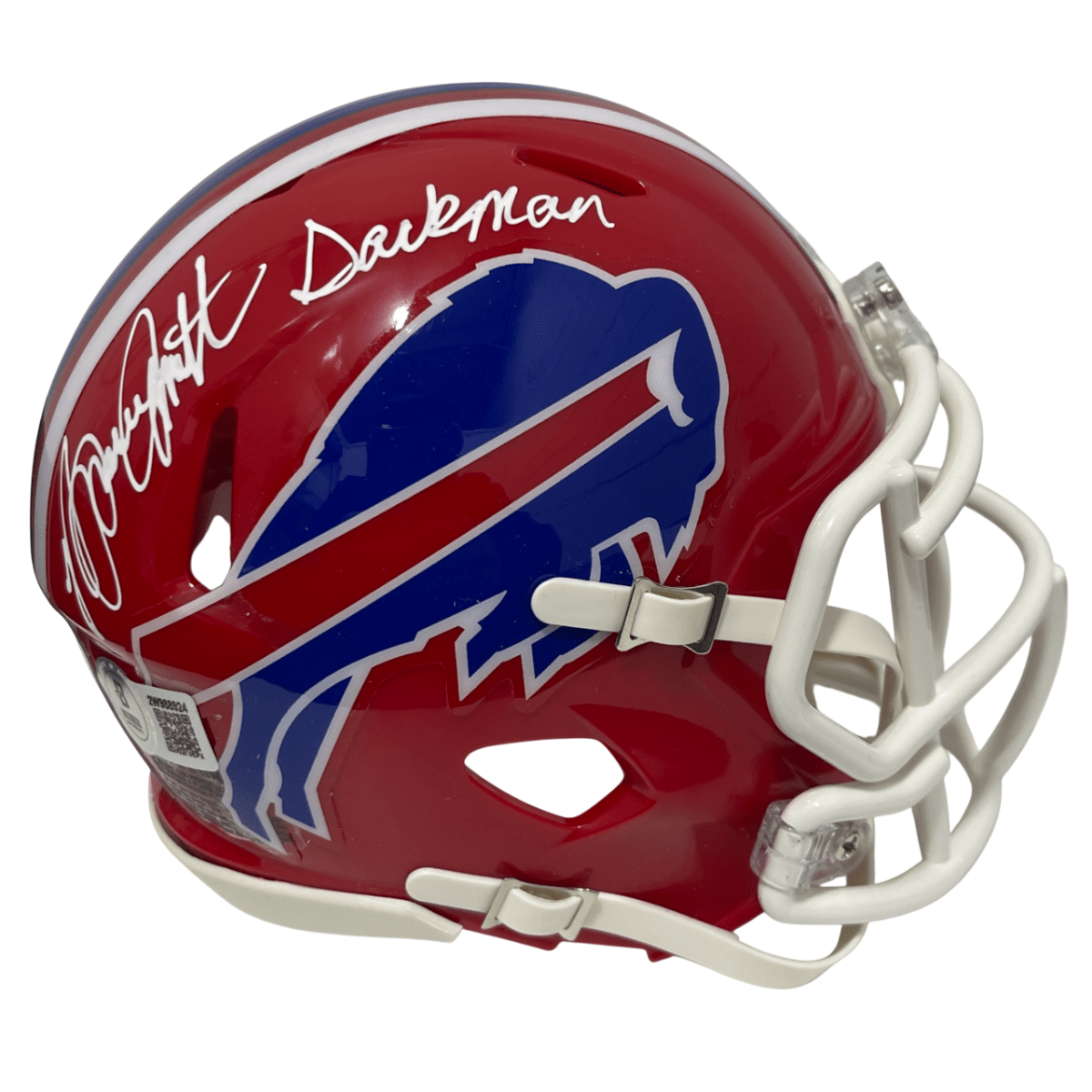 Bruce Smith Signed Bills TB Mini Helmet w/ Sackman Beckett Witness BAS COA