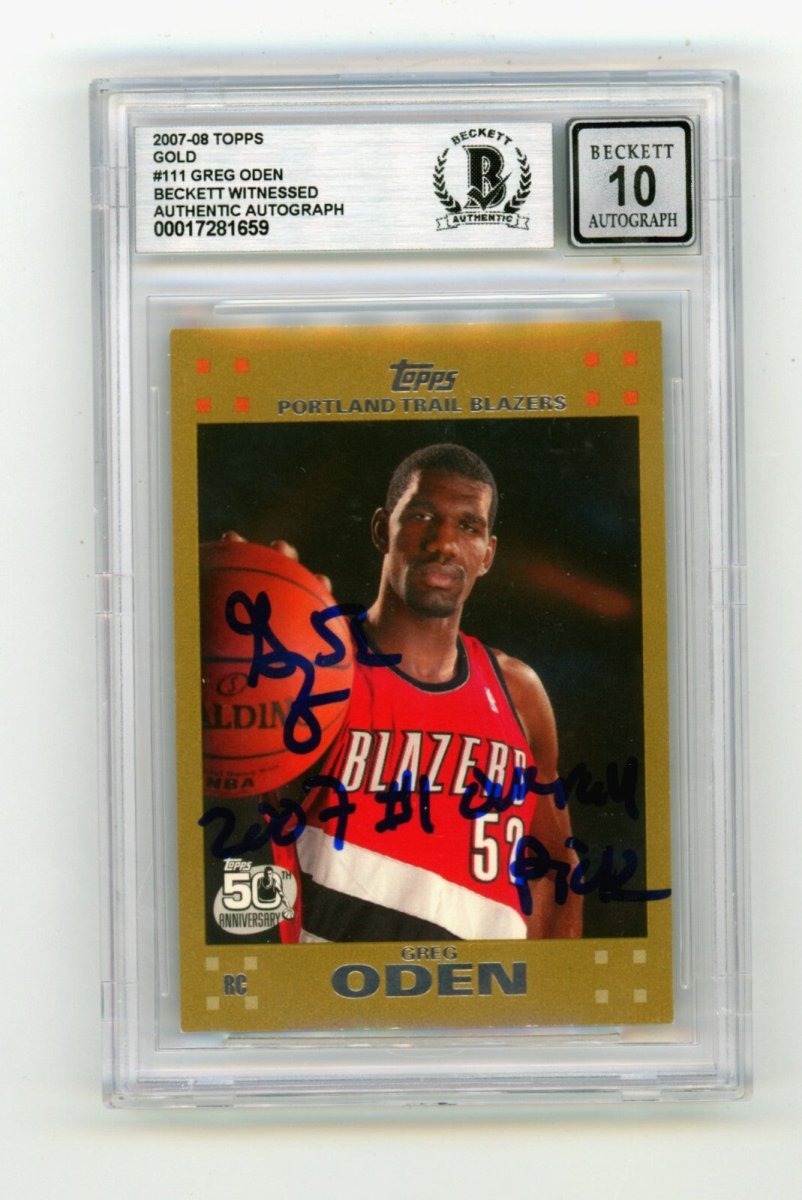 Greg Oden 2007-08 Topps #111 Gold /2007 Rookie RC Signed #1 Pick Ins BGS 10 Auto