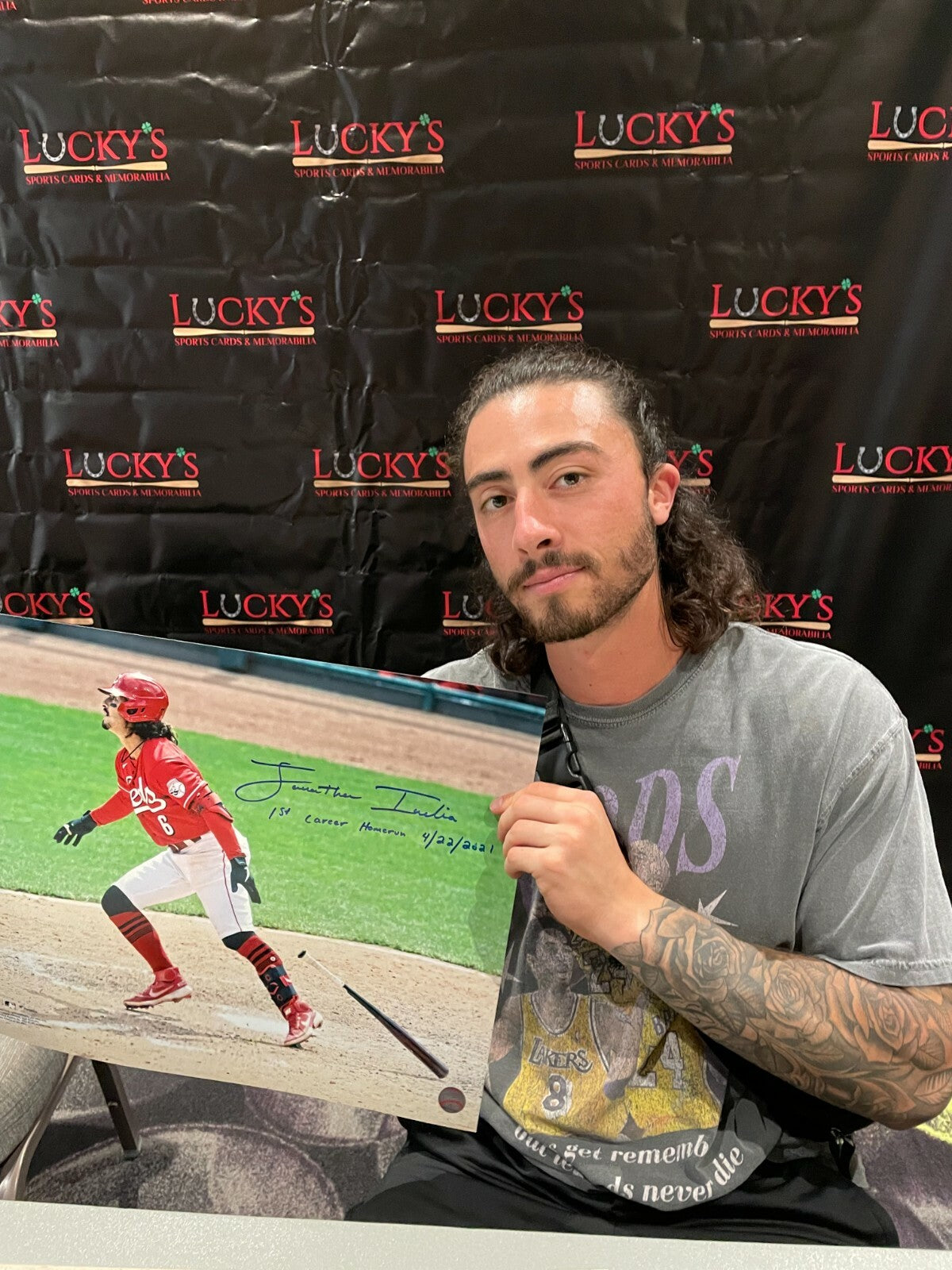 Jonathan India Signed Auto Cincinnati Reds 16x20 Photo JSA W COA HOLO 1st HR INS