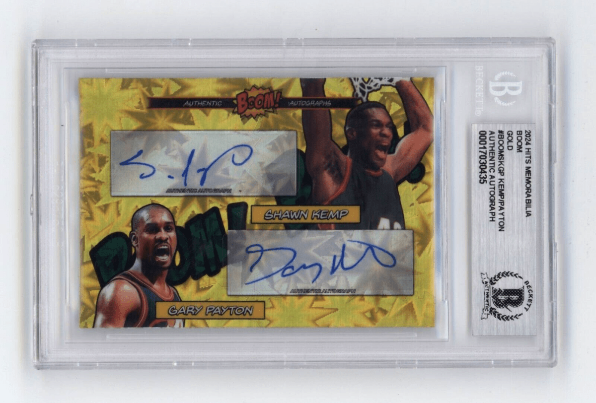 Shawn Kemp & Gary Payton 2024 Hits BOOM Gold #/10 Dual Signed BGS BAS Auto
