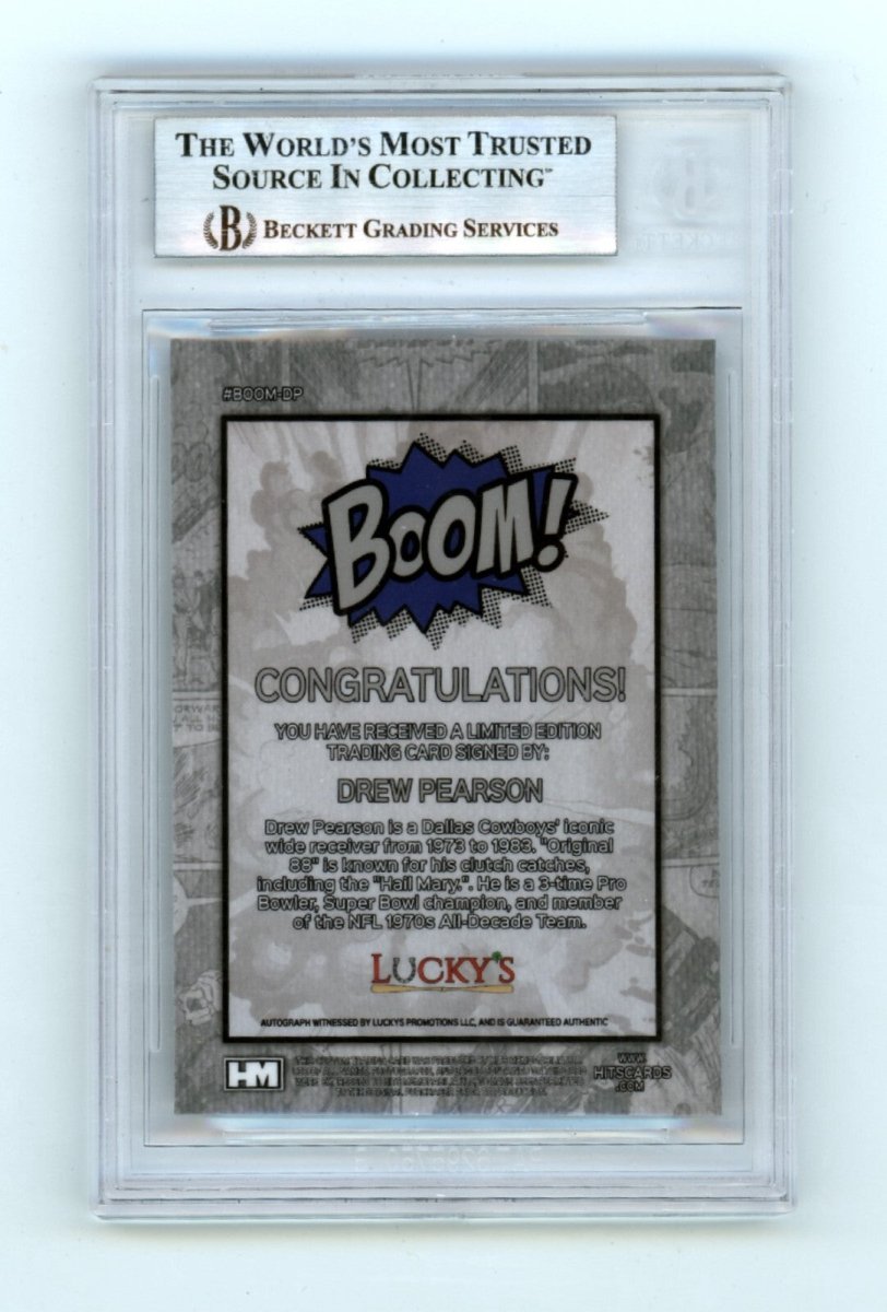 Drew Pearson 2024 Hits Memorabilia BOOM Silver Signed BGS BAS Auto HOF 21 Insc.