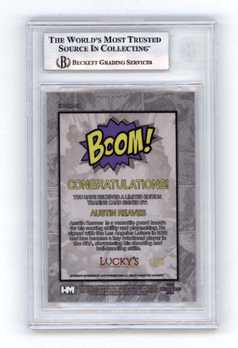 Austin Reaves 2024 Hits Memorabilia BOOM Silver #/20 Signed BGS BAS Auto Lakers