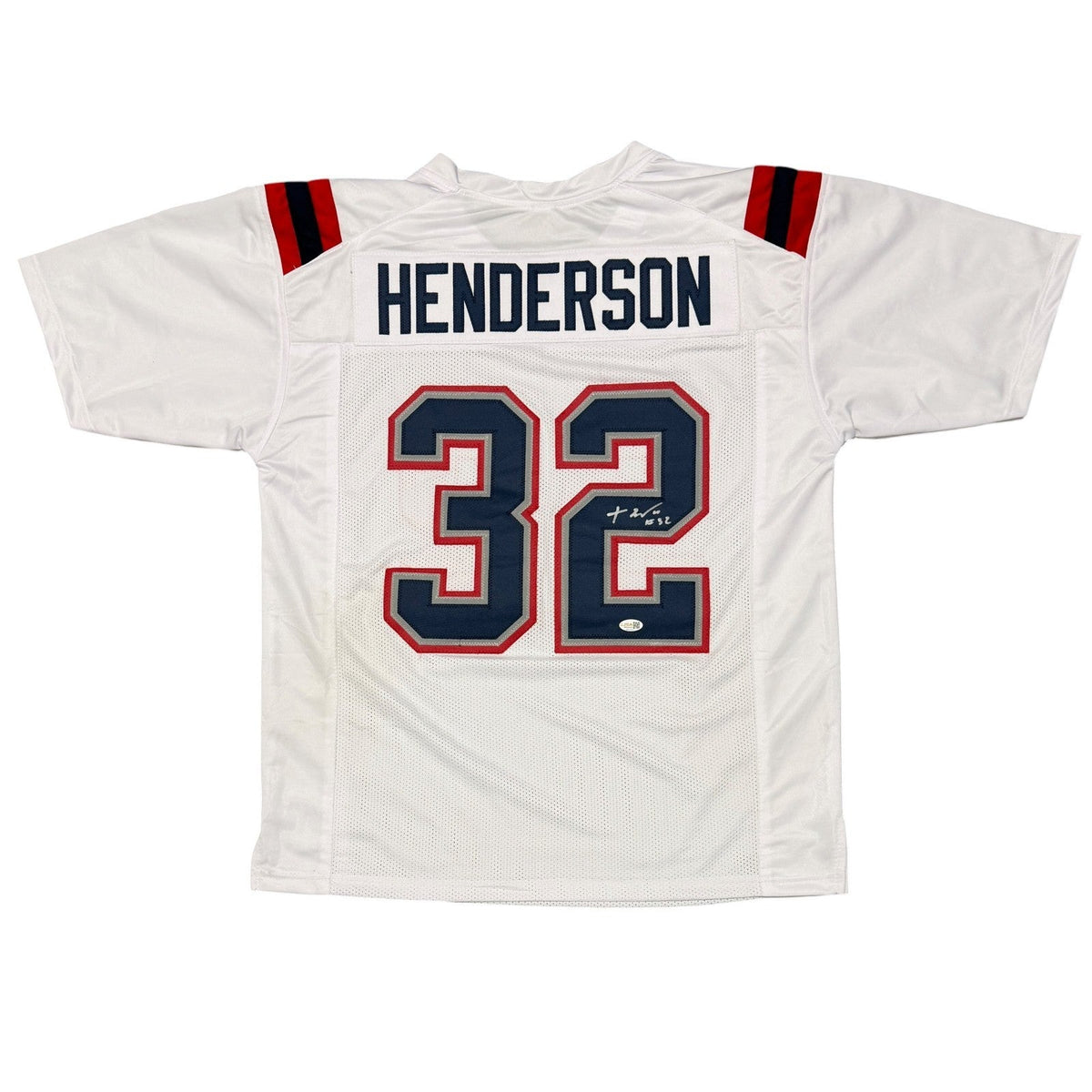 TreVeyon Henderson Signed New England Patriots Custom Jersey JSA Witness COA